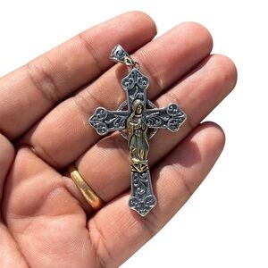 925 Sterling Silver  Mary Catholic Cross  Pendant